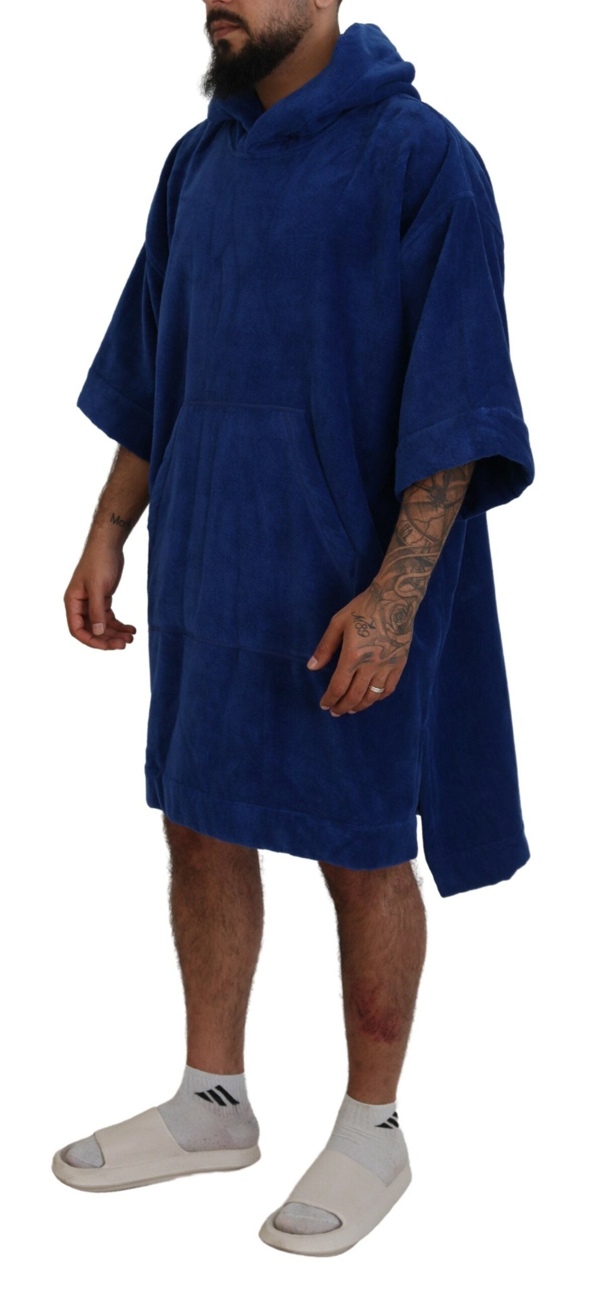 Dsquared² Blue Poncho Men Hooded Beachwear Changing Robe IT48 | M