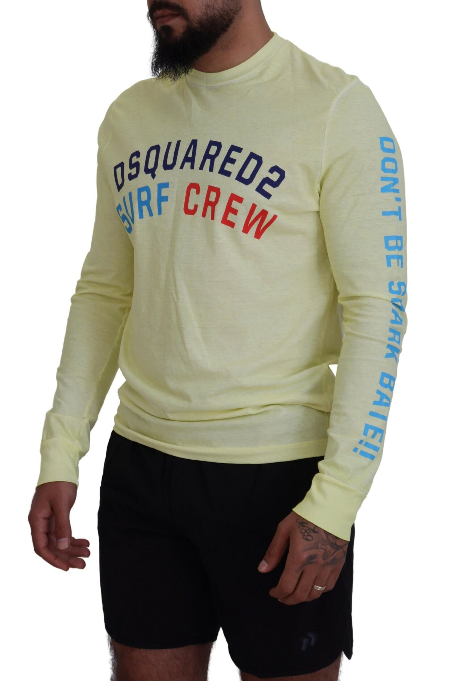 Dsquared² Yellow Colorful Print Long Sleeves Top T-shirt IT48 | M