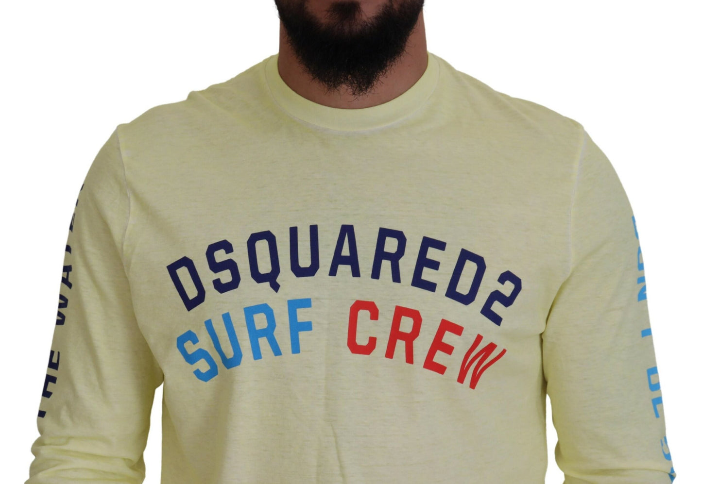 Dsquared² Yellow Colorful Print Long Sleeves Top T-shirt IT48 | M