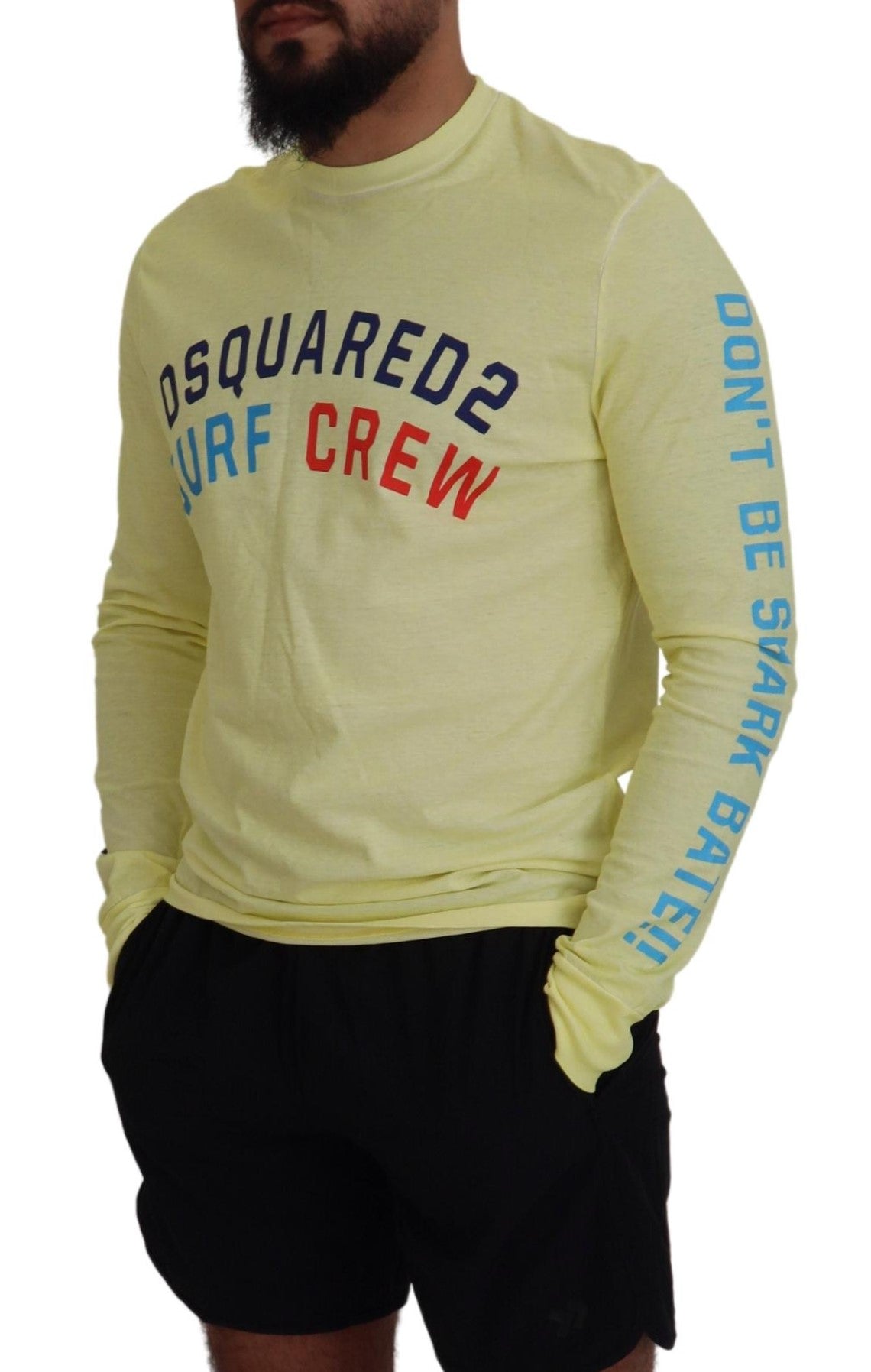 Dsquared² Yellow Colorful Print Long Sleeves Top T-shirt IT48 | M