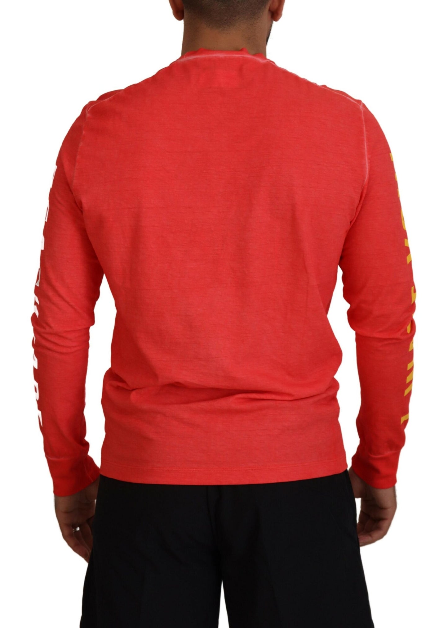 Dsquared² Orange Colorful Print Long Sleeves Top T-shirt IT48 | M