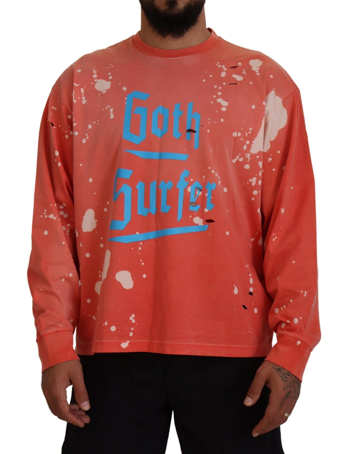 Dsquared² Orange Printed Long Sleeves Pullover Sweater IT48 | M