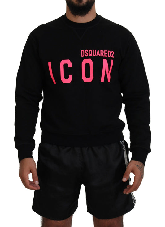 Dsquared² Black Printed Long Sleeves Pullover Sweater IT48 | M