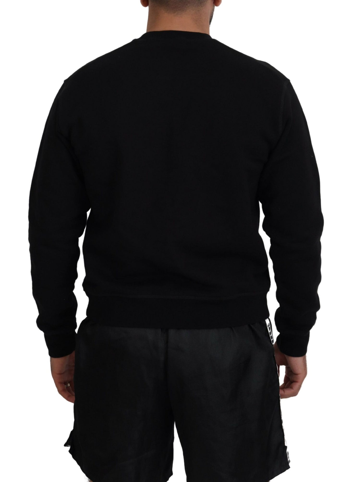 Dsquared² Black Printed Long Sleeves Pullover Sweater IT48 | M