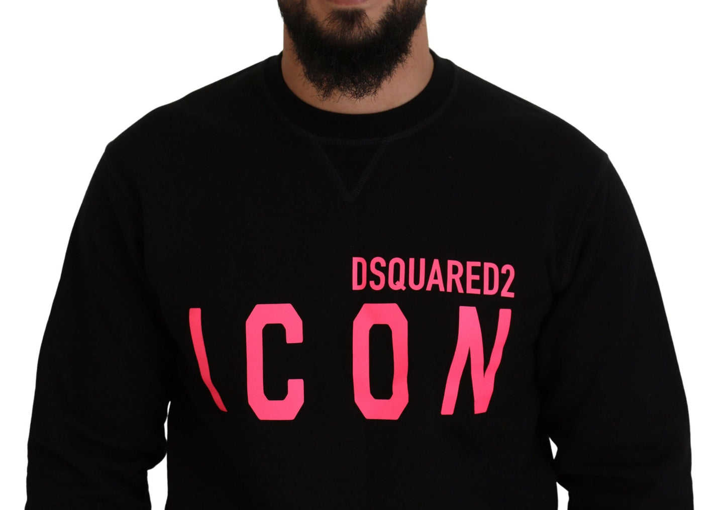 Dsquared² Black Printed Long Sleeves Pullover Sweater IT48 | M