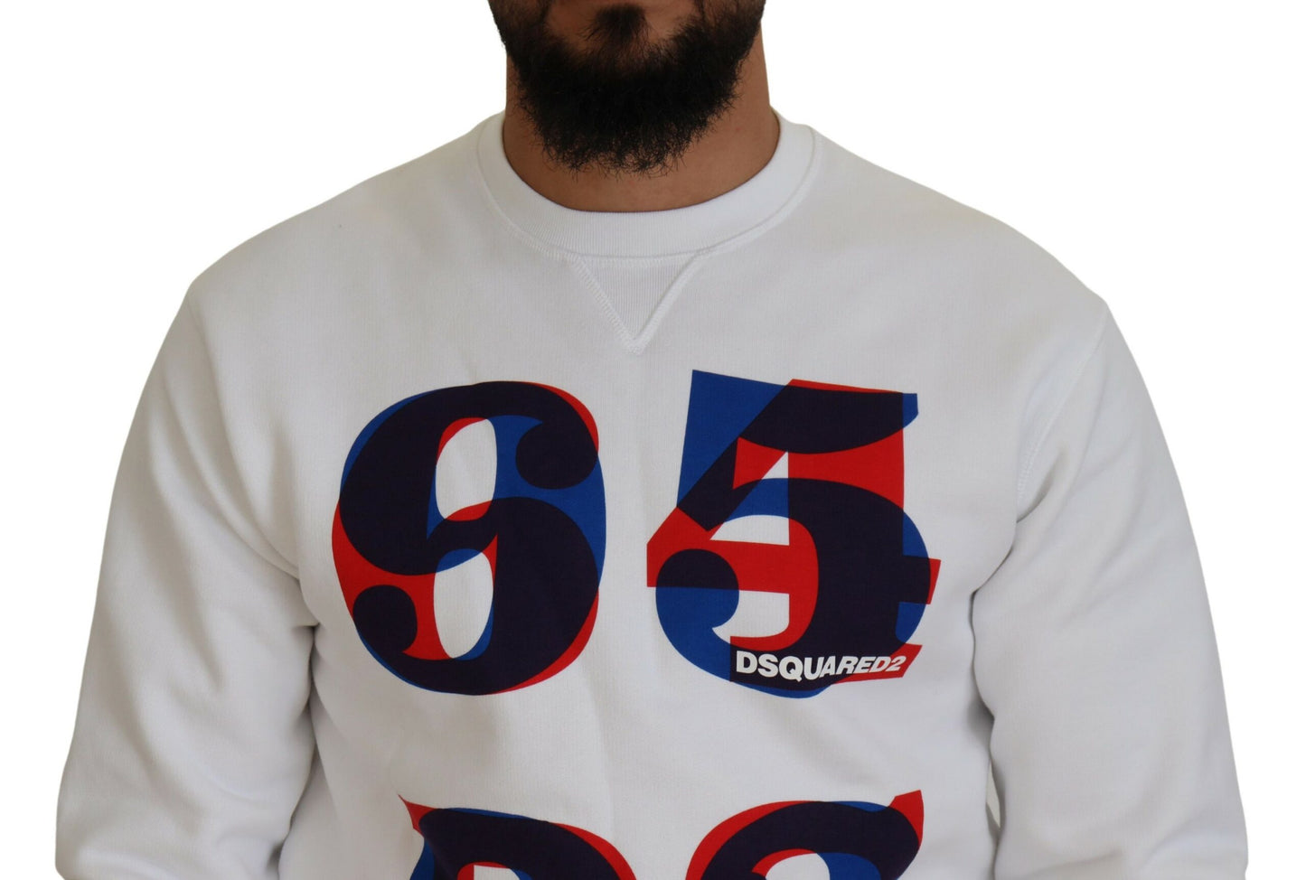 Dsquared² White Printed Long Sleeves Pullover Sweater IT48 | M