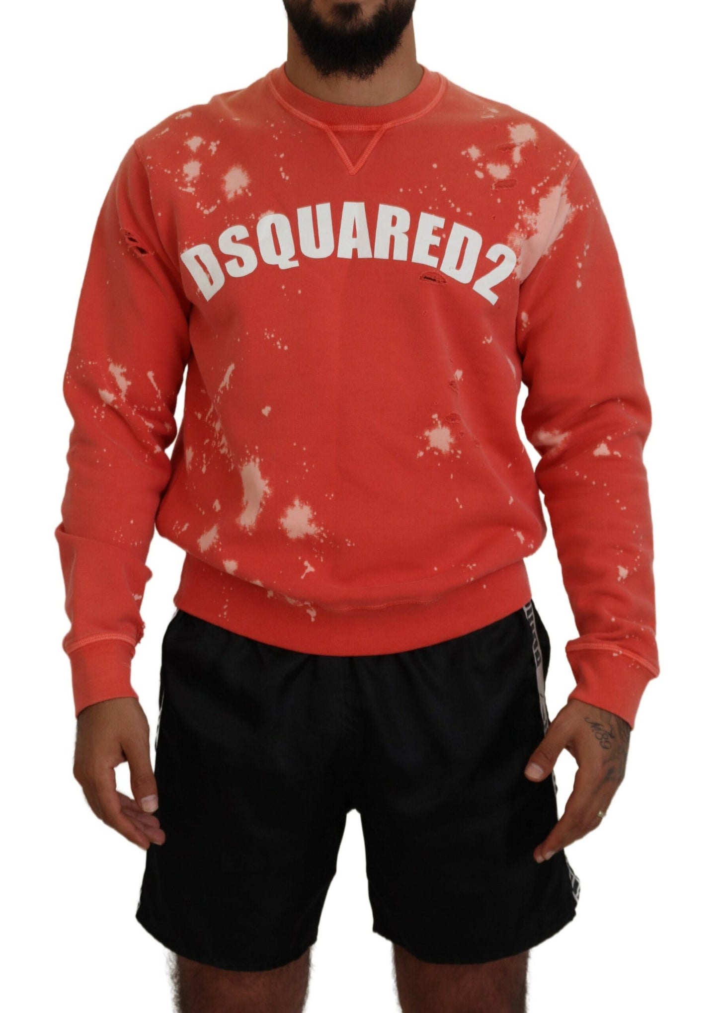 Dsquared² Orange Printed Long Sleeves Pullover Sweater IT48 | M