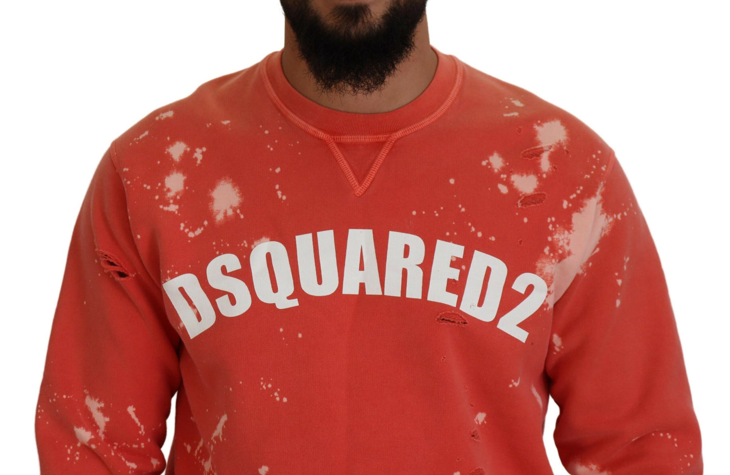 Dsquared² Orange Printed Long Sleeves Pullover Sweater IT48 | M