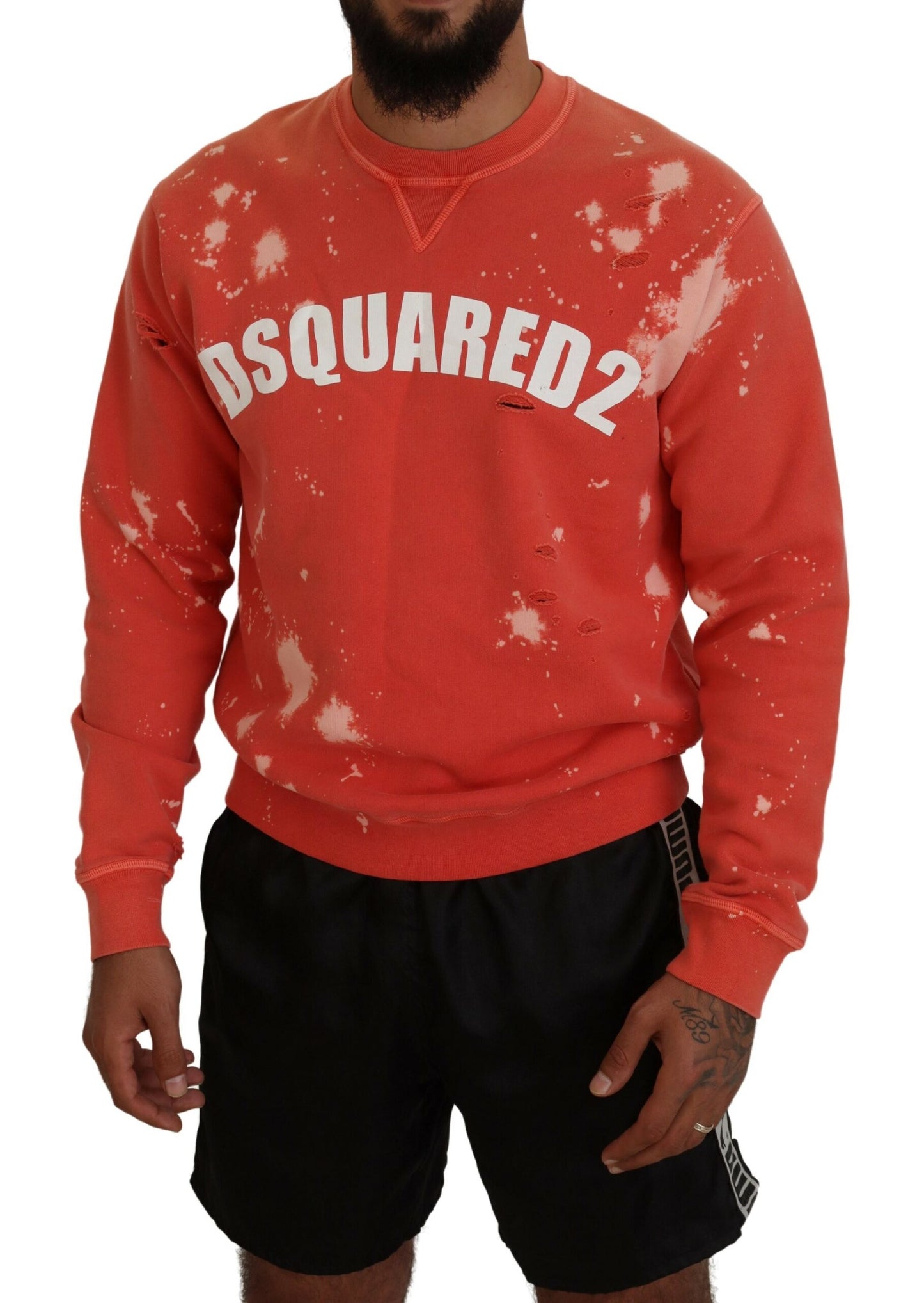 Dsquared² Orange Printed Long Sleeves Pullover Sweater IT48 | M