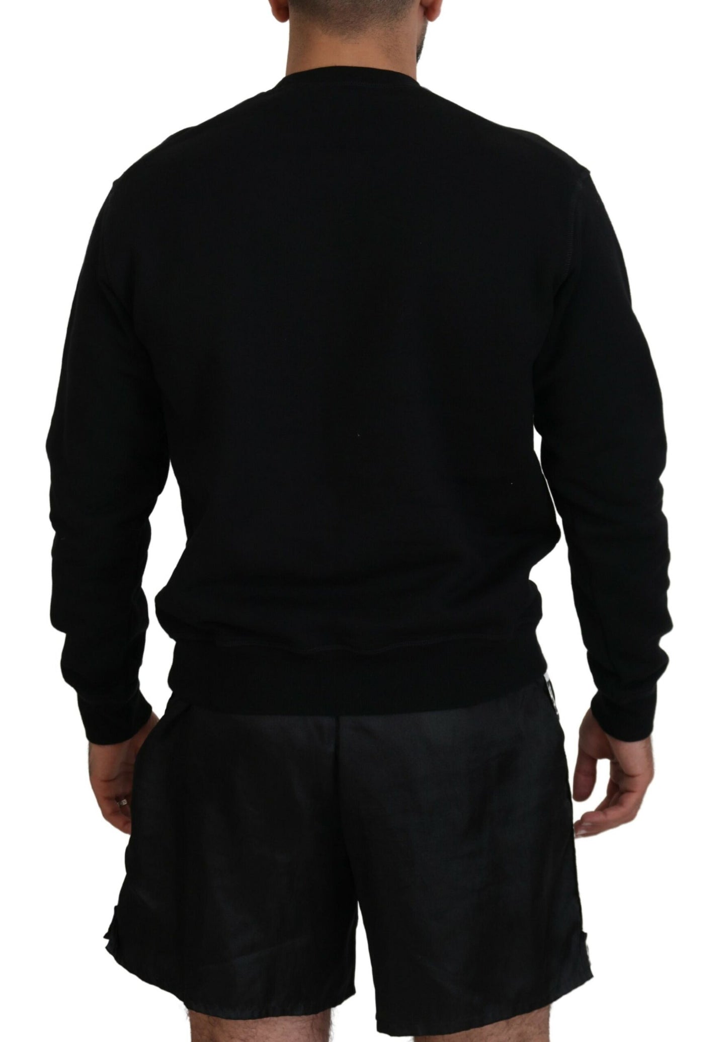 Dsquared² Black Logo Print Long Sleeves Men Pullover  IT48 | M