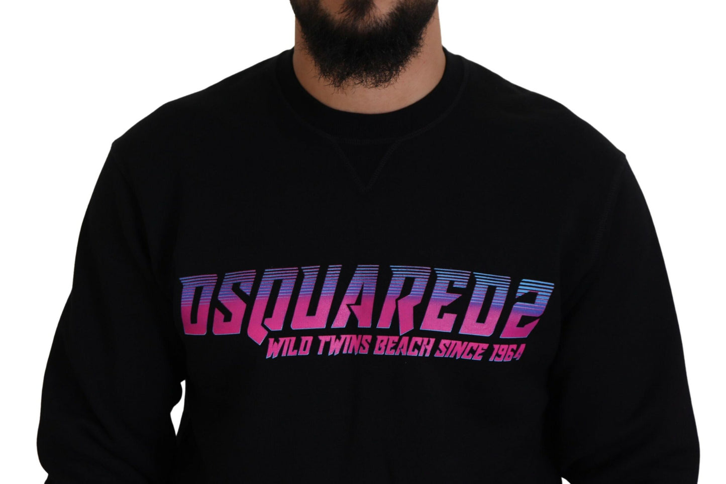 Dsquared² Black Logo Print Long Sleeves Men Pullover  IT48 | M