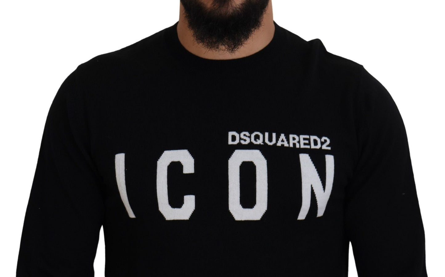 Dsquared² Black Logo Print Long Sleeves Men Pullover Sweater IT48 | M