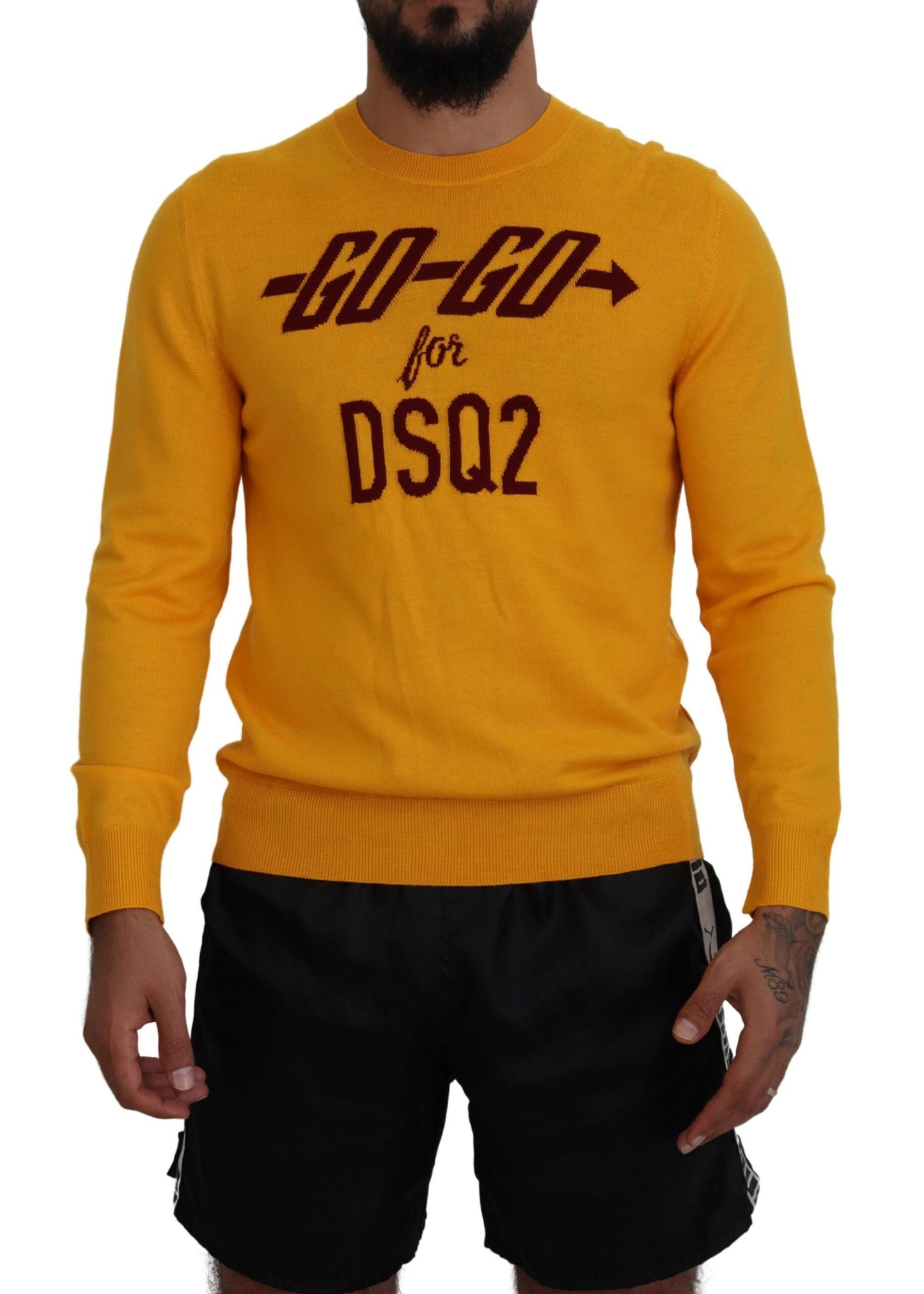 Dsquared² Orange Wool Long Sleeves Men Pullover Sweater IT48 | M