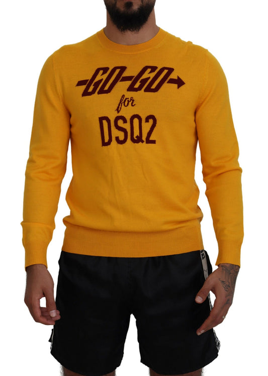 Dsquared² Orange Wool Long Sleeves Men Pullover Sweater IT48 | M