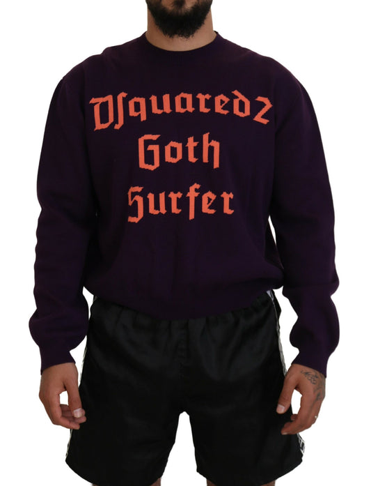 Dsquared² Purple Cotton Printed Men Pullover Sweater IT48 | M