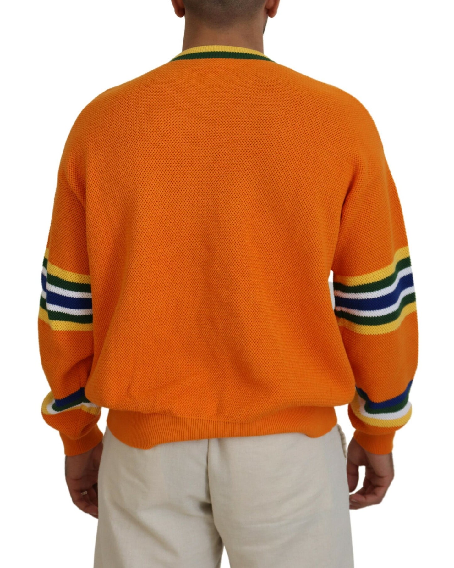 Dsquared² Orange Printed Long Sleeves Men Pullover Sweater IT48 | M