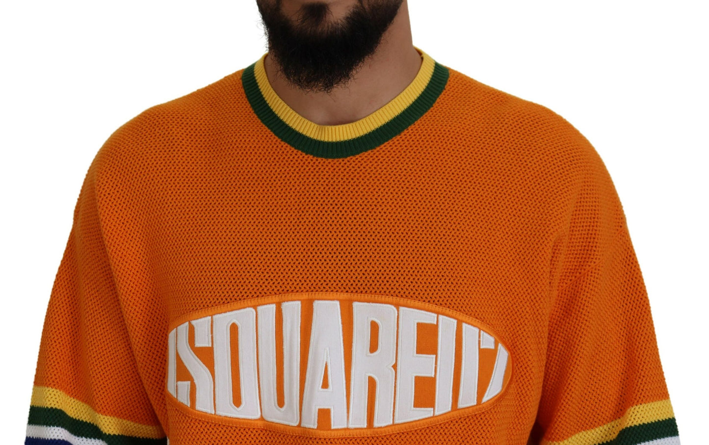 Dsquared² Orange Printed Long Sleeves Men Pullover Sweater IT48 | M