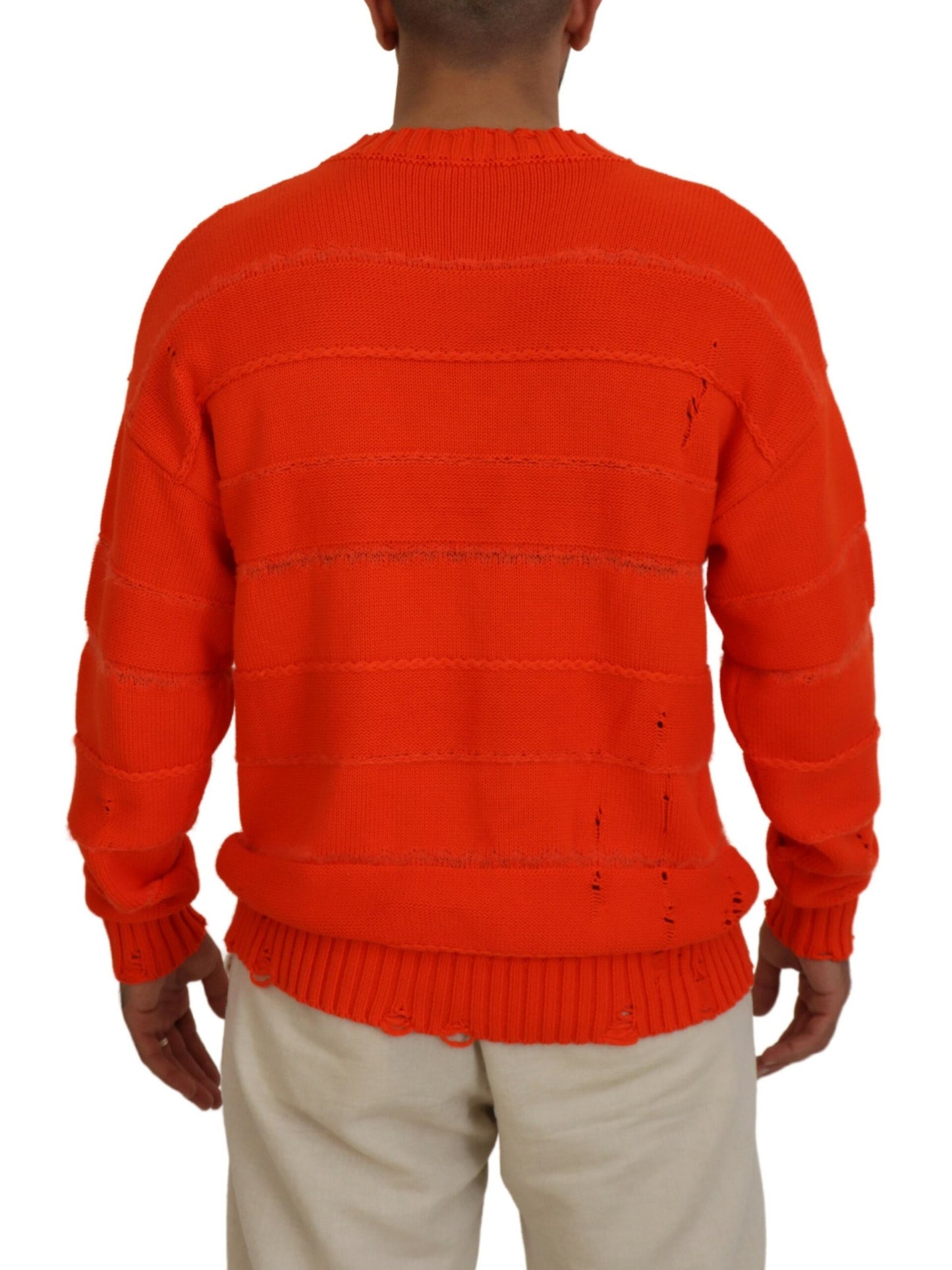 Dsquared² Orange Cotton Long Sleeves Men Pullover Sweater IT48 | M