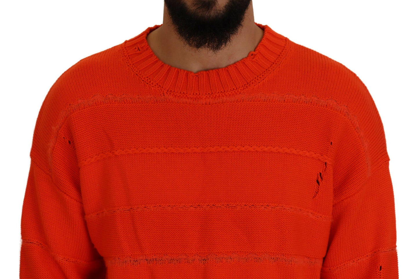 Dsquared² Orange Cotton Long Sleeves Men Pullover Sweater IT48 | M