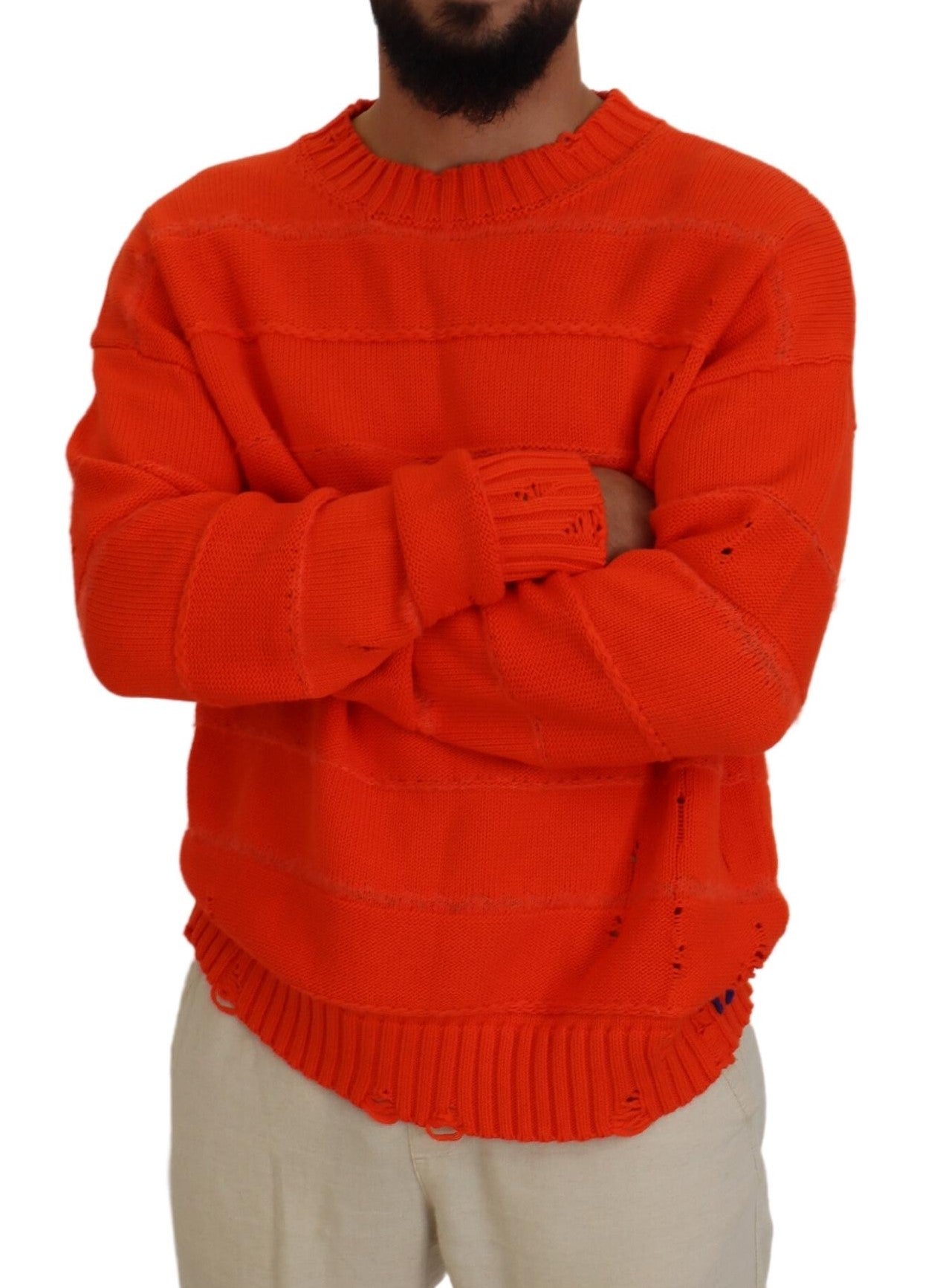 Dsquared² Orange Cotton Long Sleeves Men Pullover Sweater IT48 | M