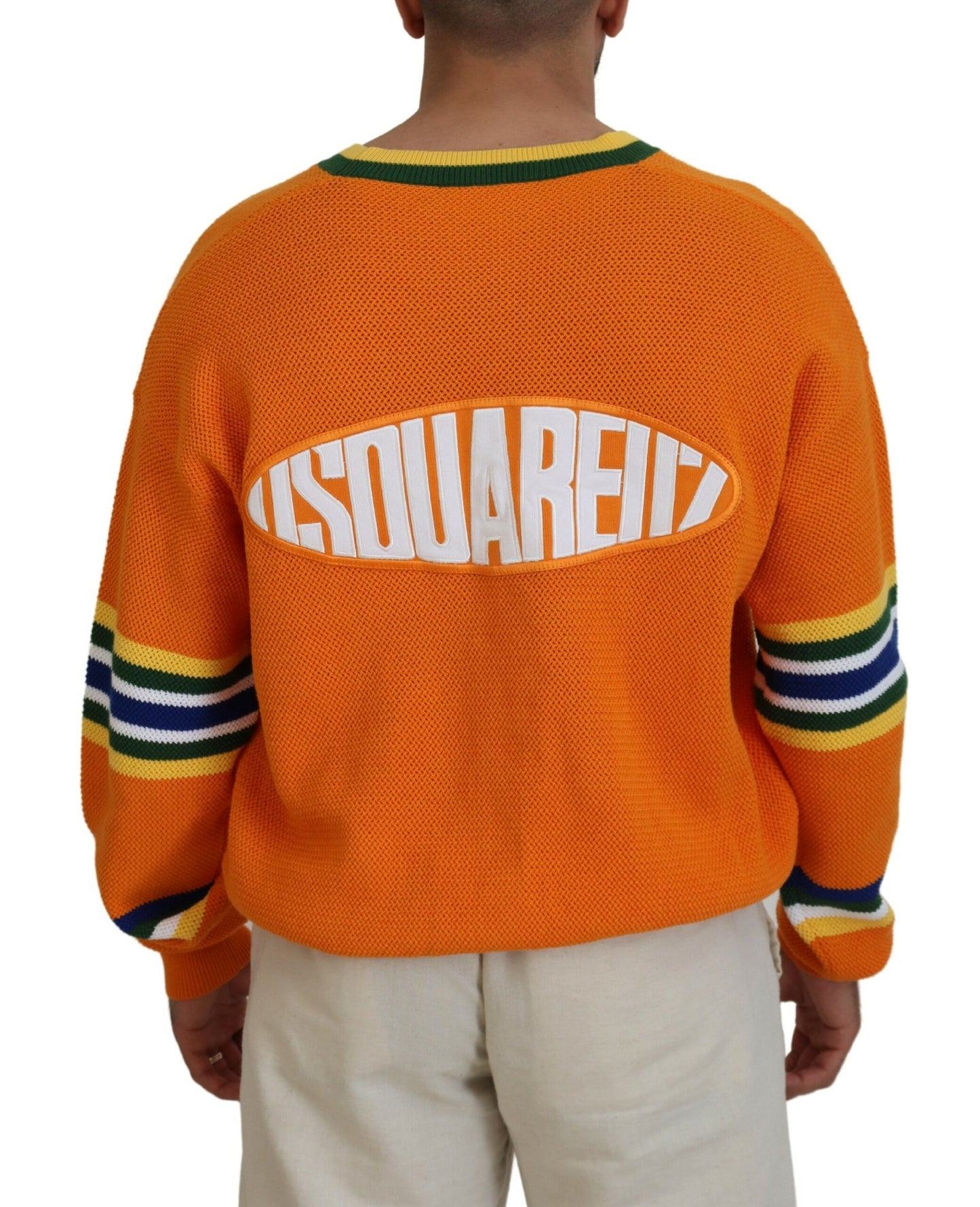 Dsquared² Orange Cotton Long Sleeves Men Cardigan Sweater IT48 | M