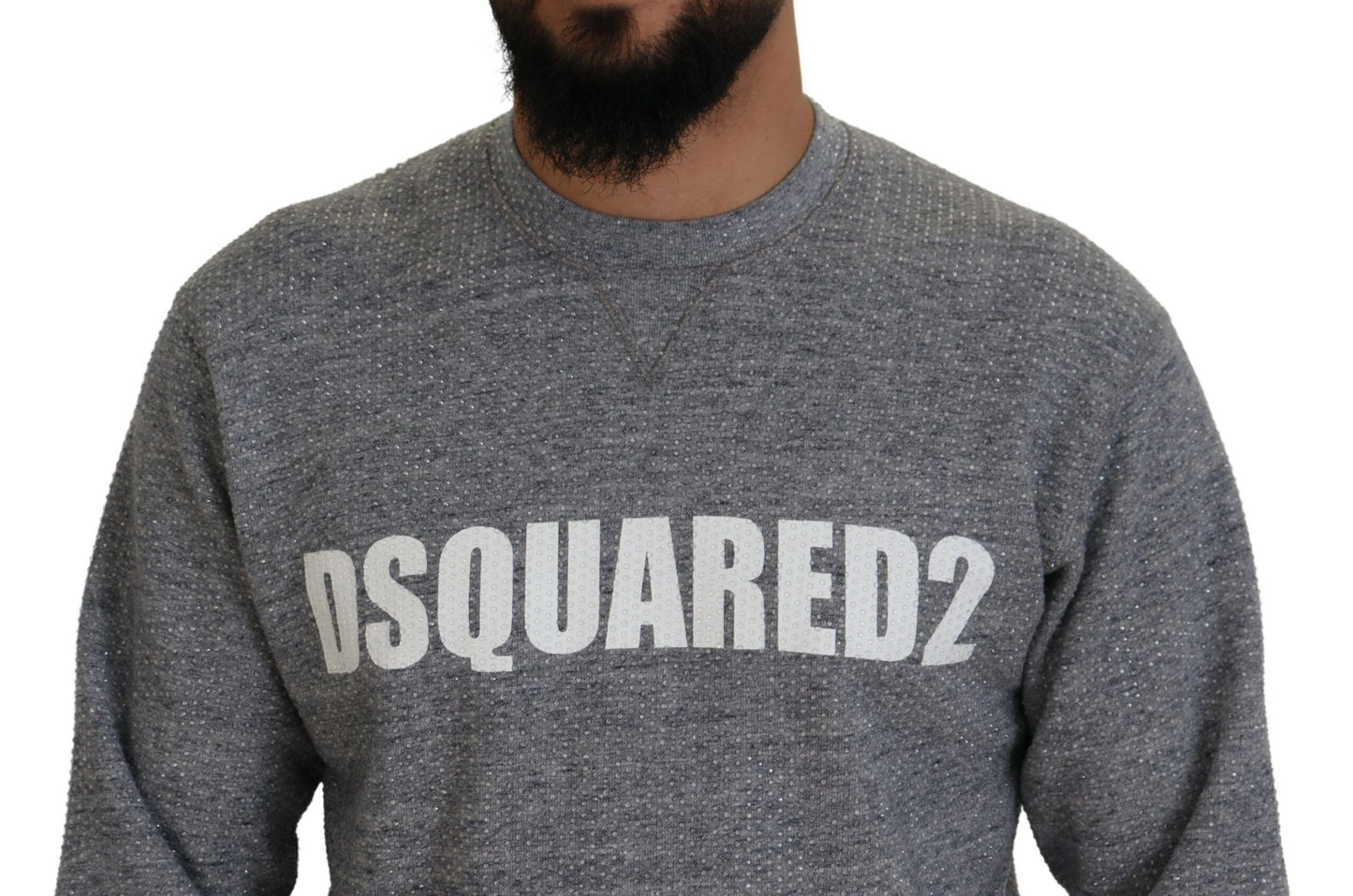 Dsquared² Gray Crystal Embellishment Men Pullover Sweater IT48 | M