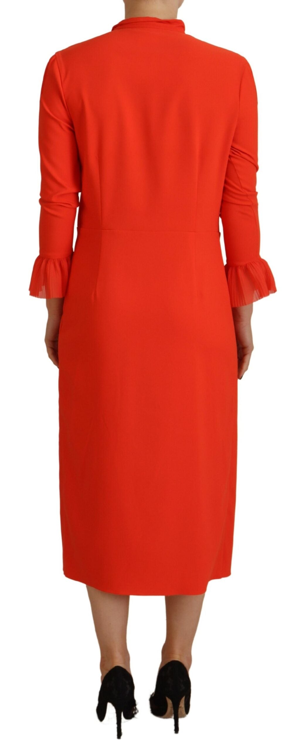 Dsquared² Red Polyester Long Sleeves Pleated Midi Dress IT38 | XS