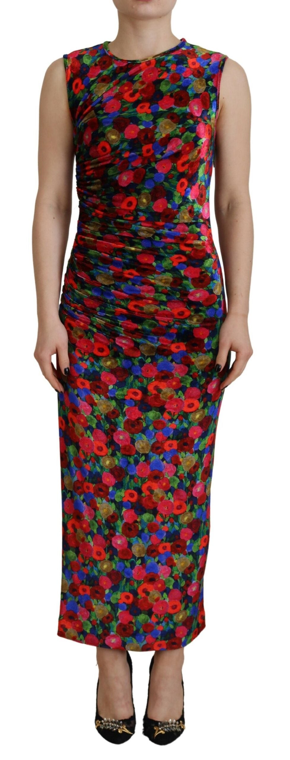 Dsquared² Multicolor Floral Bodycon Ruched Maxi Dress IT38 | XS