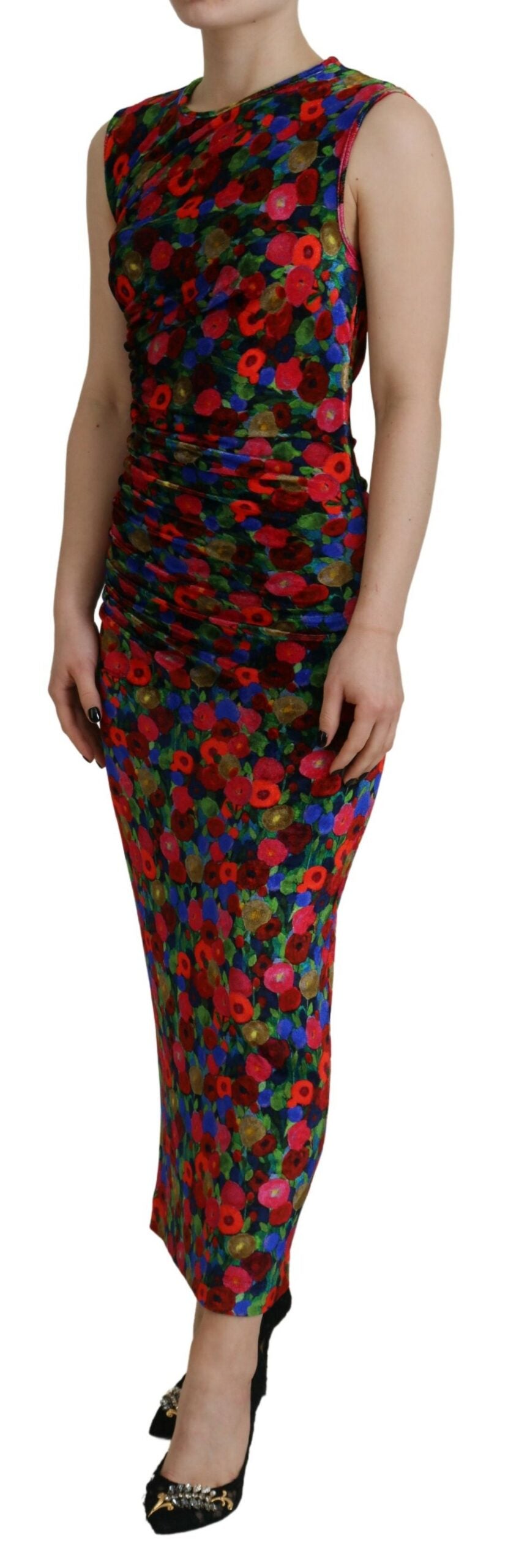 Dsquared² Multicolor Floral Bodycon Ruched Maxi Dress IT38 | XS