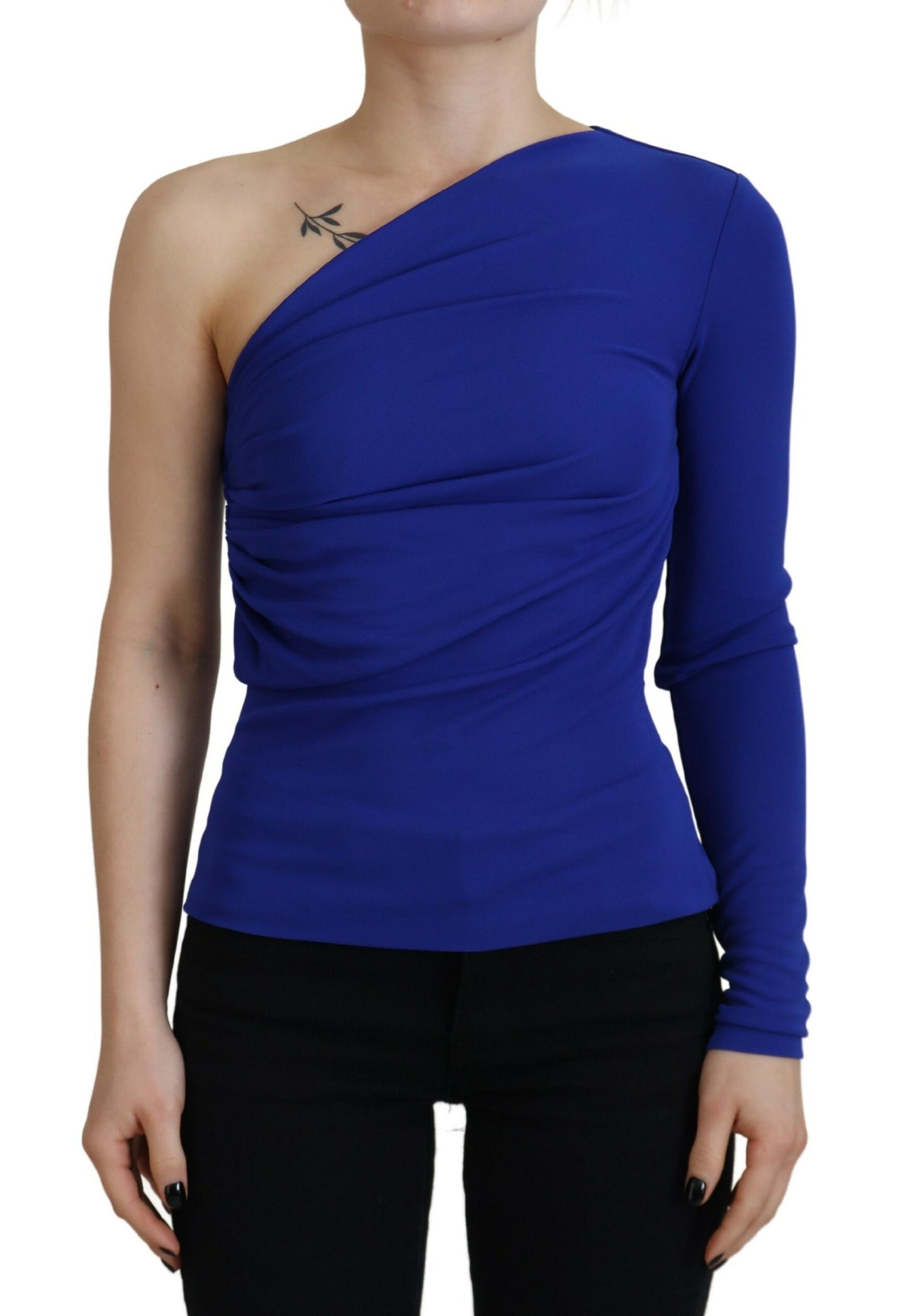 Dsquared² Blue Viscose One Shoulder Slim Fit Blouse Top IT38 | XS