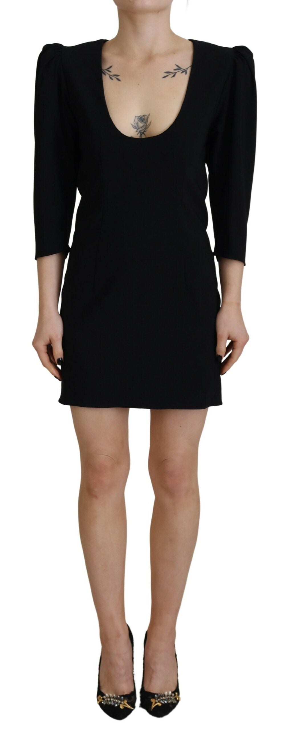 Dsquared² Black Polyester Long Sleeves Bodycon Sheath Dress IT38 | XS