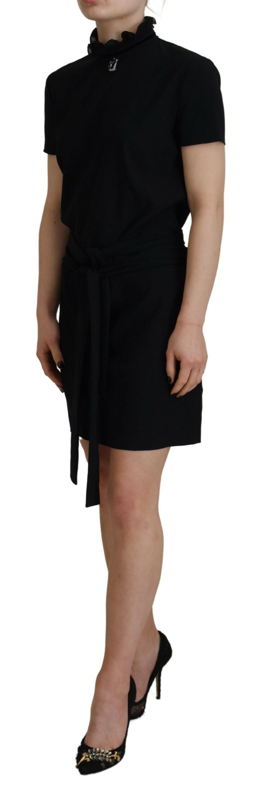 Dsquared² Black Polyester Short Sleeves Sheath Mini Dress IT38 | XS