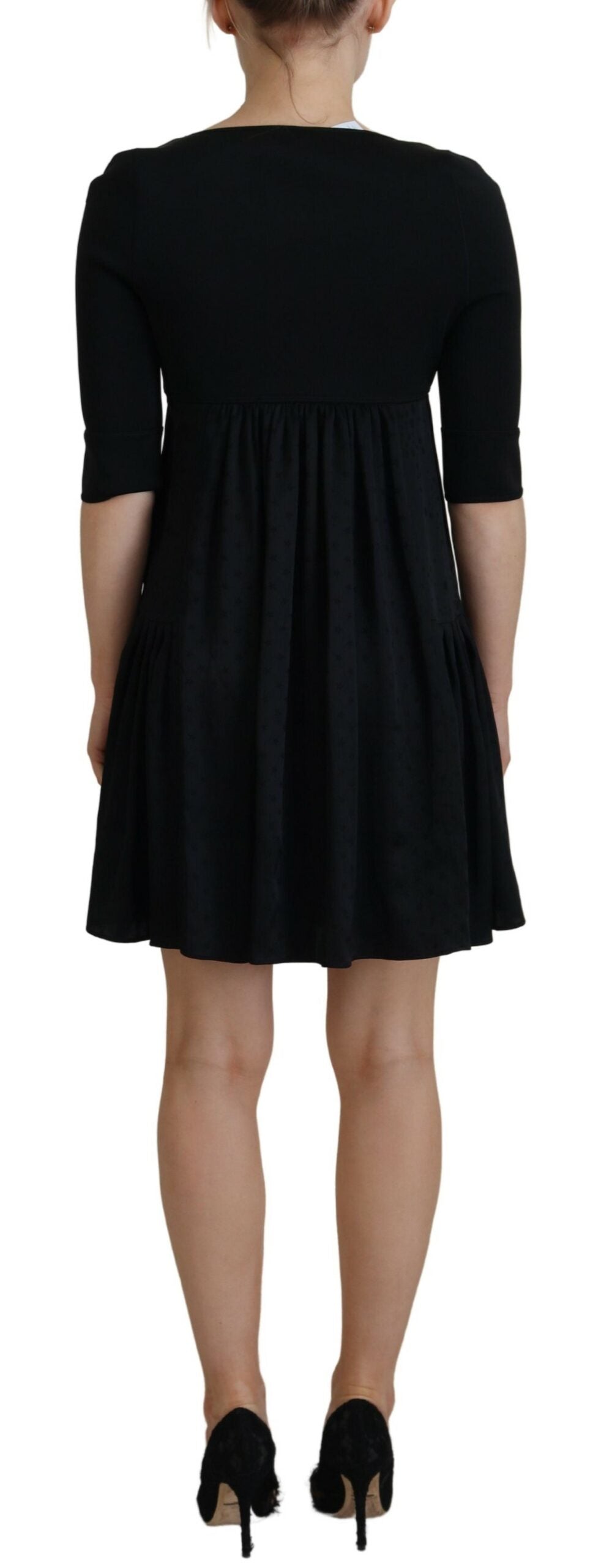 Dsquared² Black Acetate Short Sleeves A-line Sheath Dress IT38 | XS