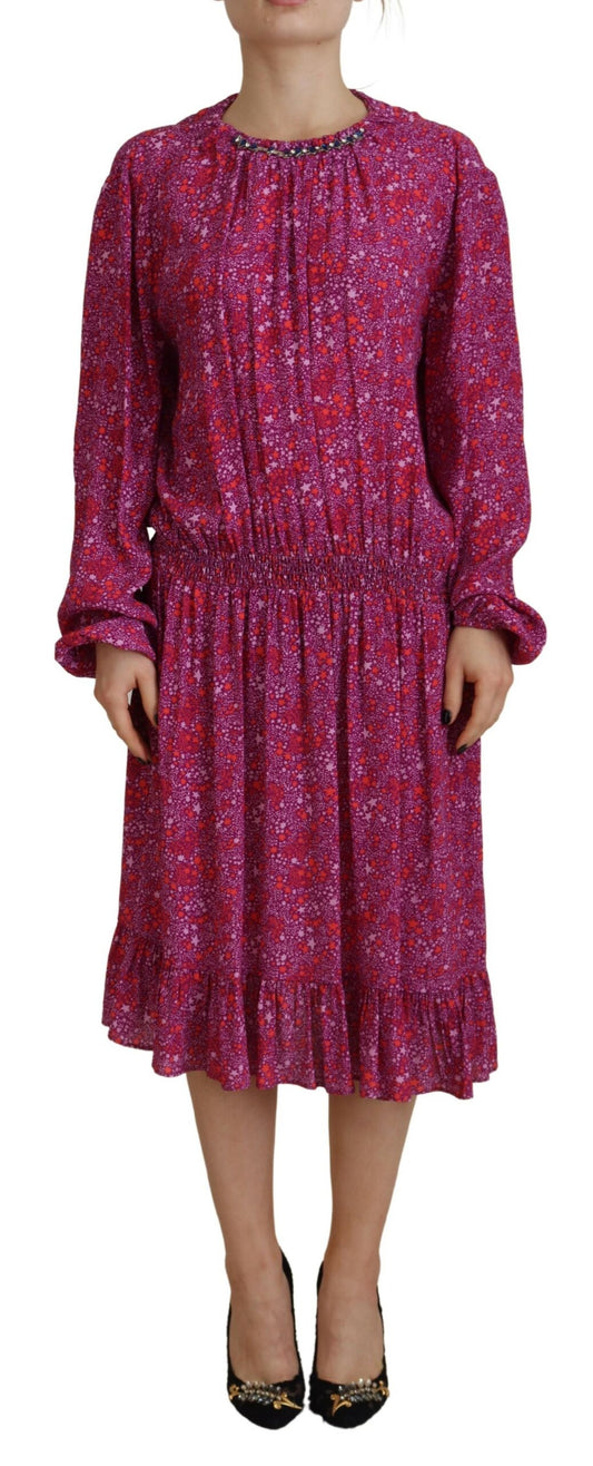 Dsquared² Fuchsia Stars Embellished Long Sleeves Dress IT38 | XS