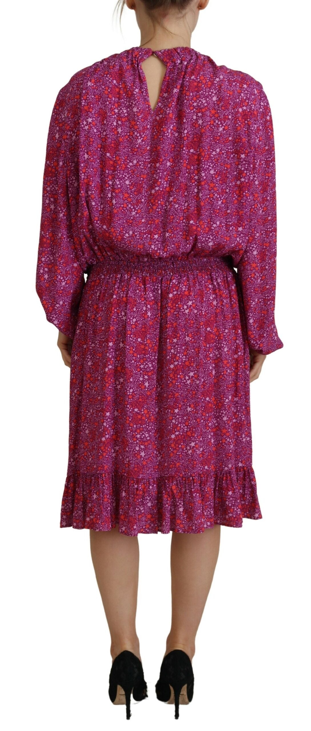 Dsquared² Fuchsia Stars Embellished Long Sleeves Dress IT38 | XS