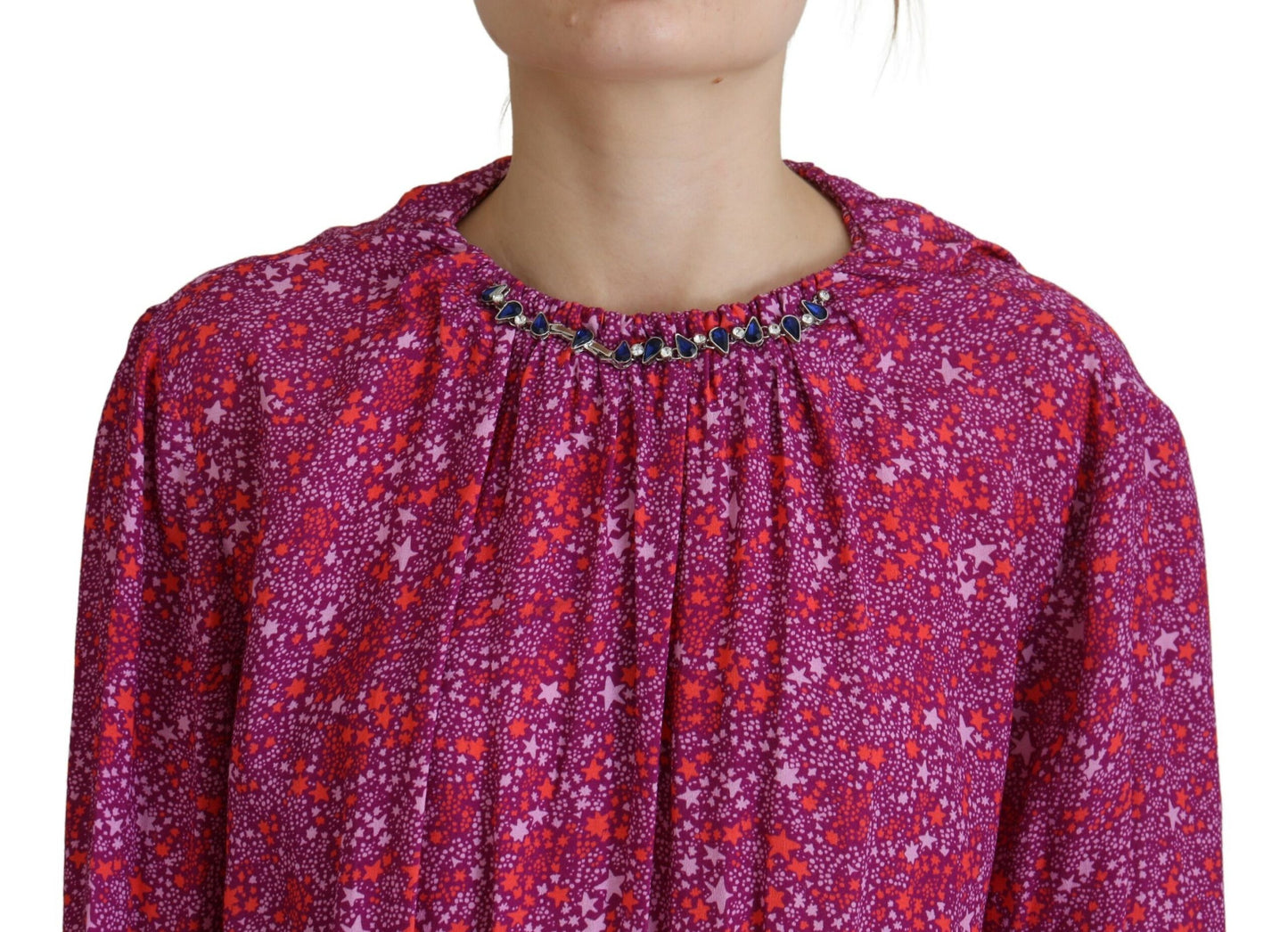 Dsquared² Fuchsia Stars Embellished Long Sleeves Dress IT38 | XS