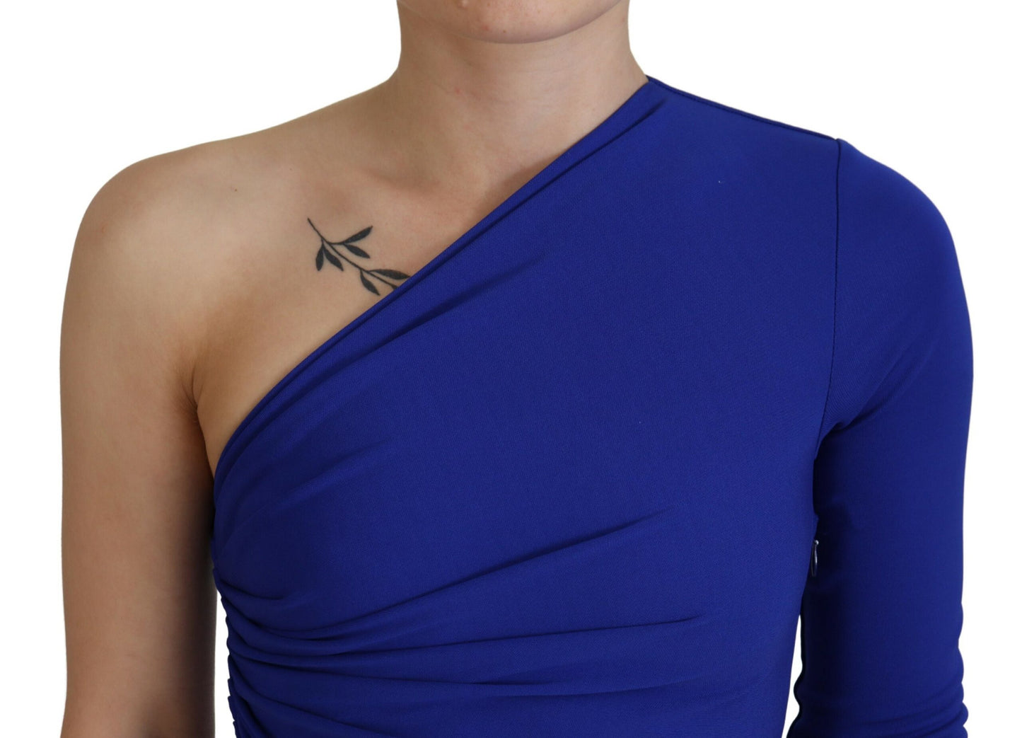 Dsquared² Blue Viscose One Shoulder Bodycon Ruched Mini Dress IT38 | XS