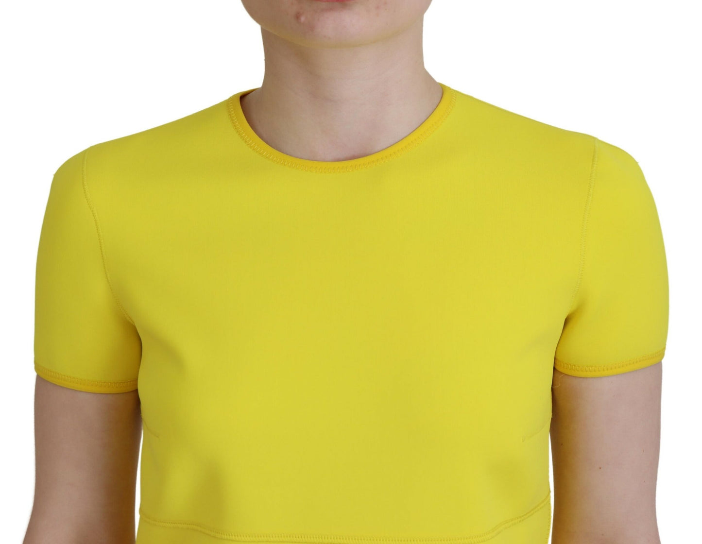 Dsquared² Yellow Nylon Short Sleeves Round Neck Mini Dress IT38 | XS