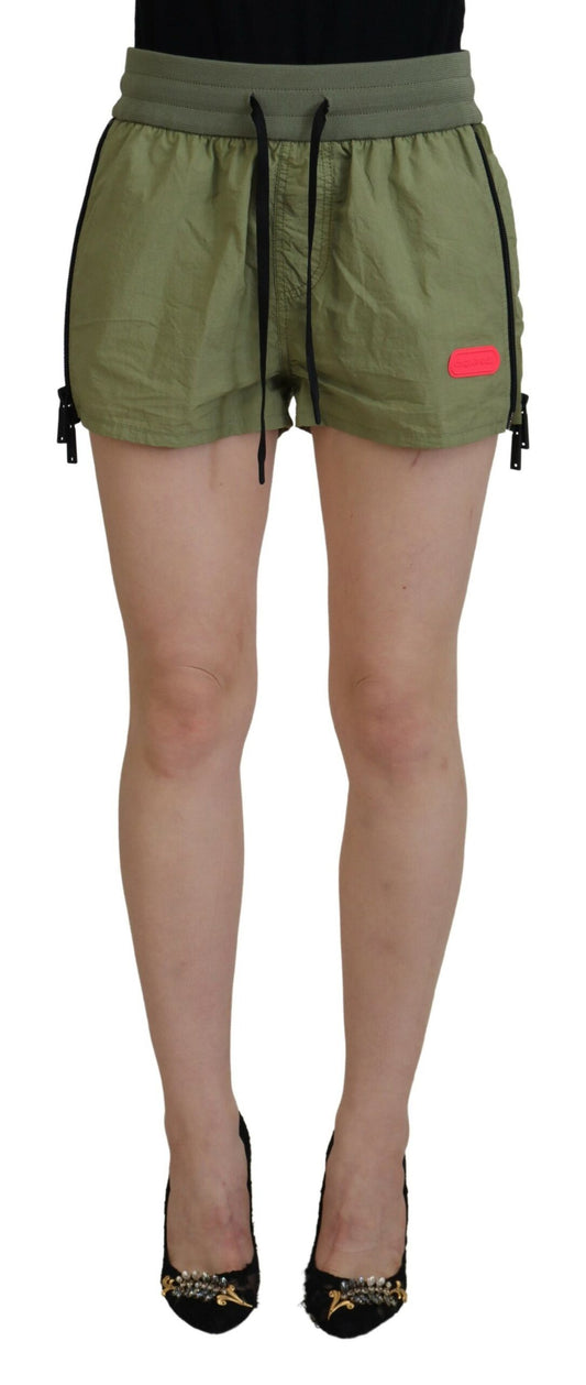 Dsquared² Green Cotton Mid Waist Drawstring Tapered Shorts IT38 | XS