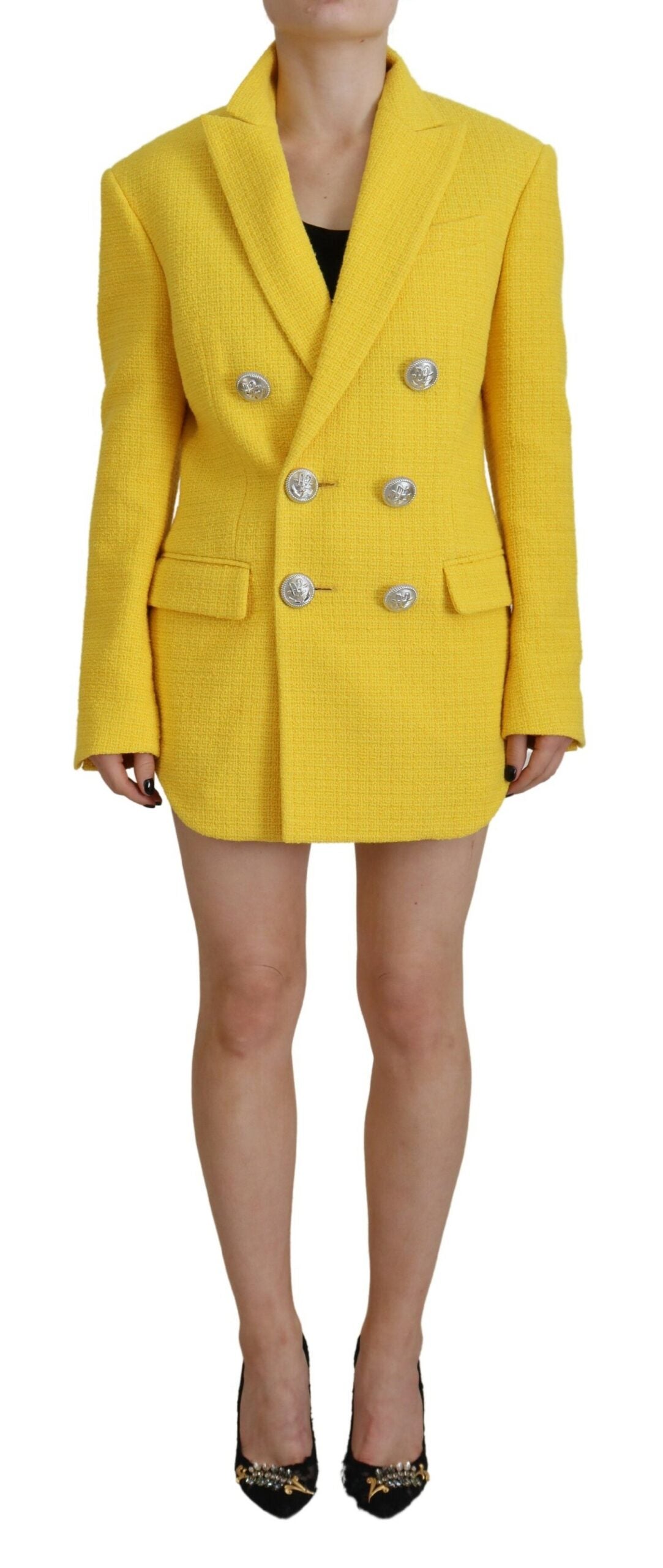 Dsquared² Yellow Peak Double Breasted Suit Blazer Short  IT38 | XS