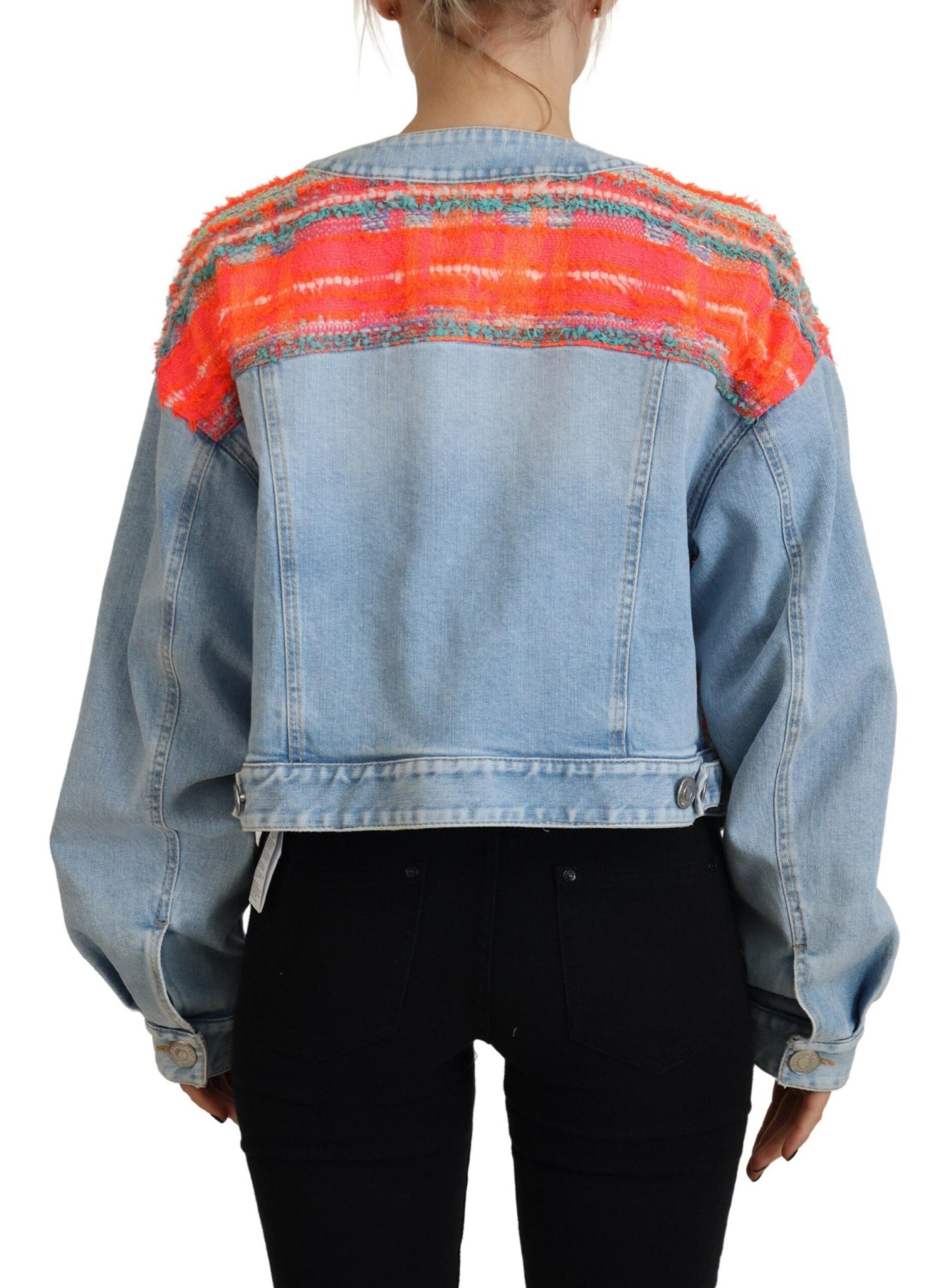 Dsquared² Orange Blue Panelled Button Front Denim Jacket IT38 | XS