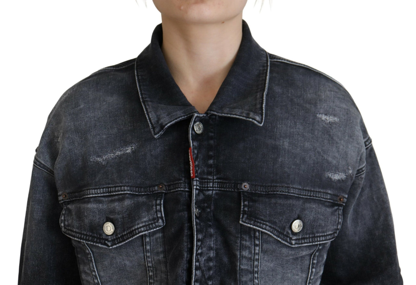 Dsquared² Gray Washed Cotton Cropped Denim Jacket IT38 | XS