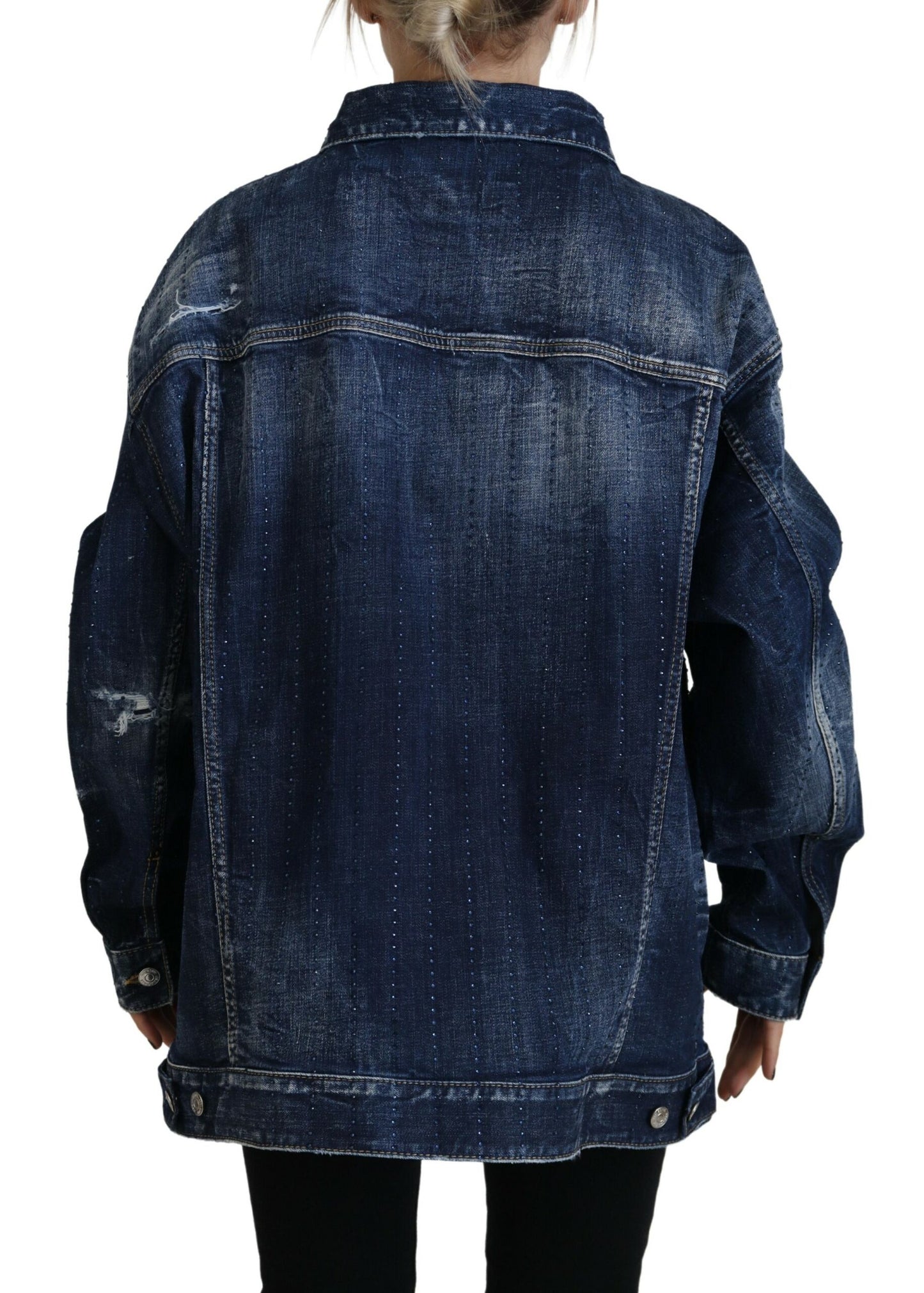 Dsquared² Blue Distressed Collared Denim Jacket IT38 | XS