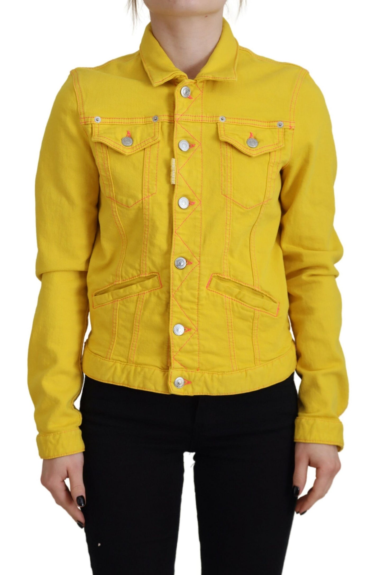 Dsquared² Yellow Collared Long Sleeves Denim Jacket IT38 | XS