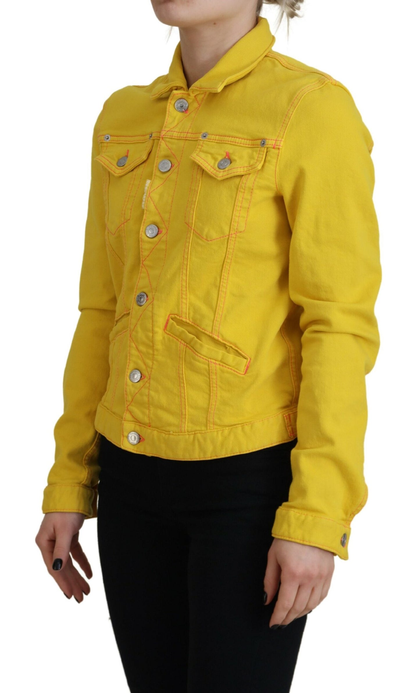 Dsquared² Yellow Collared Long Sleeves Denim Jacket IT38 | XS