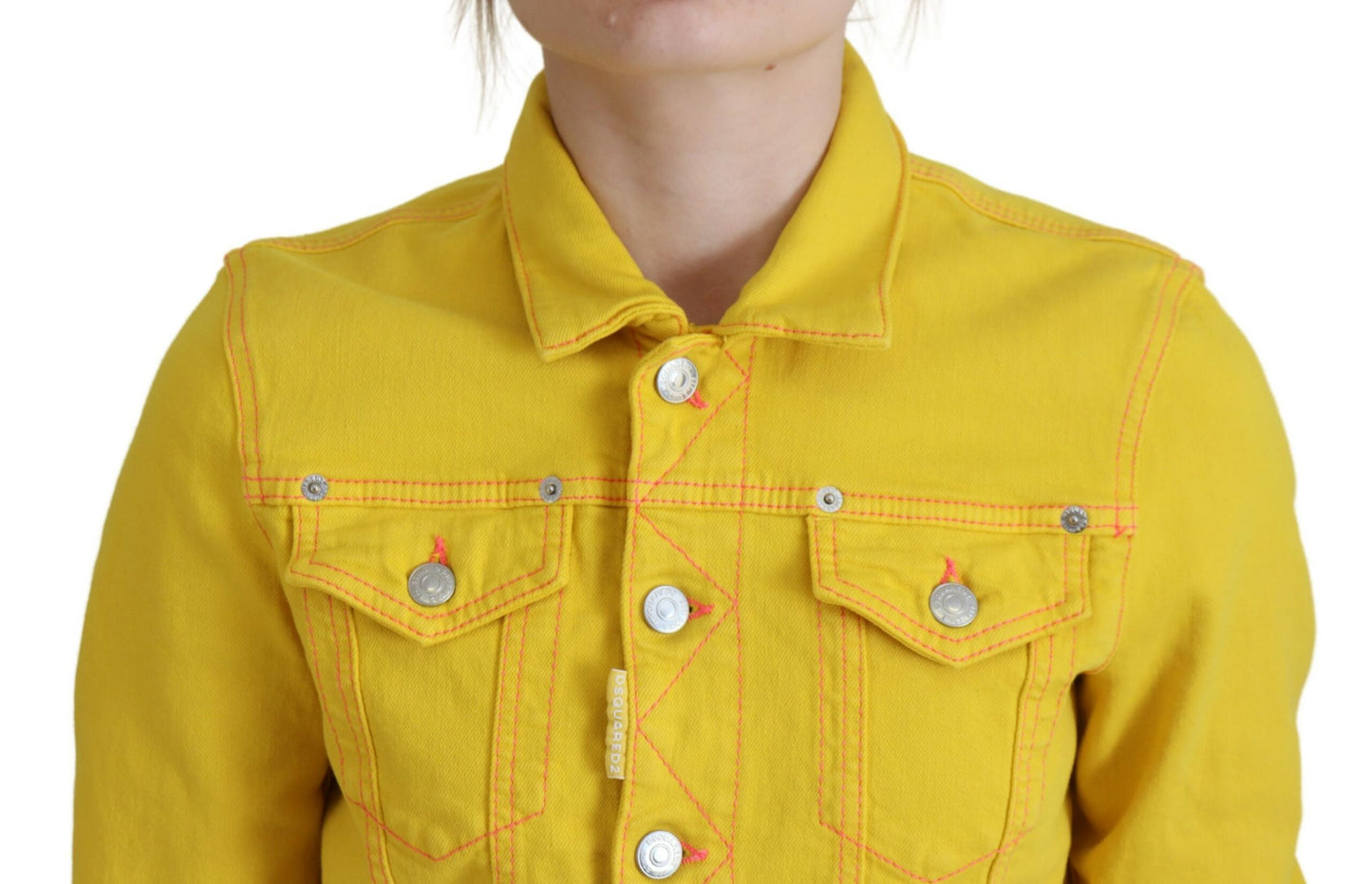 Dsquared² Yellow Collared Long Sleeves Denim Jacket IT38 | XS