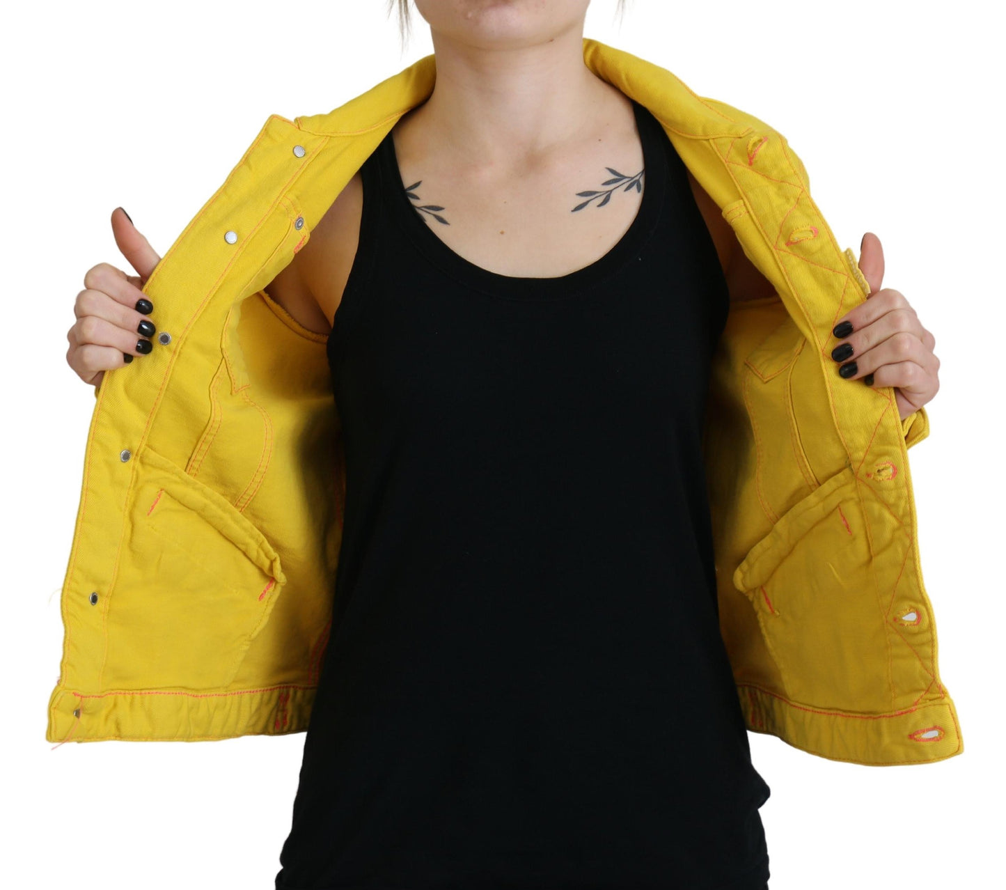 Dsquared² Yellow Collared Long Sleeves Denim Jacket IT38 | XS