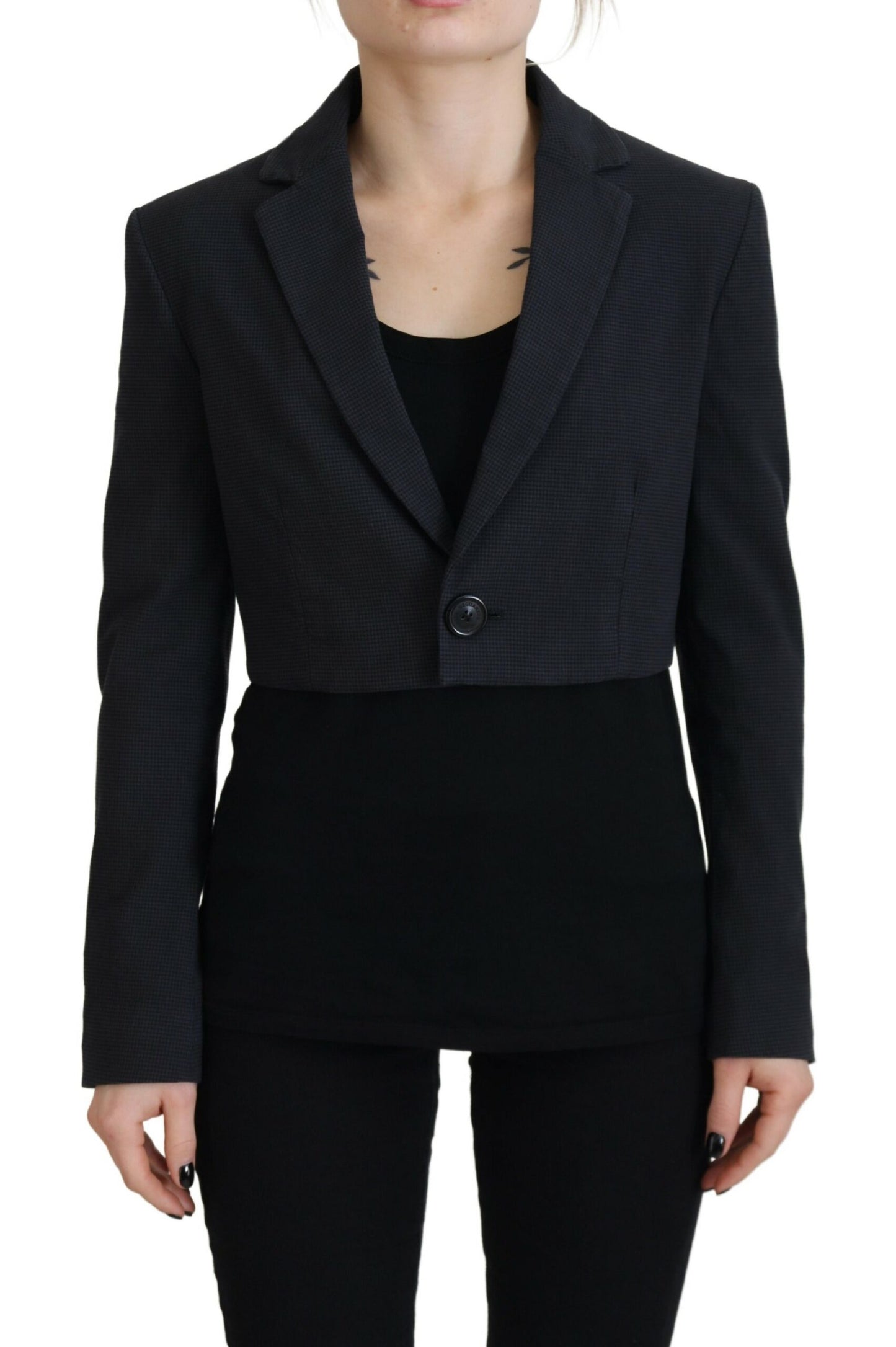 Dsquared² Black Cotton Cropped Button Blazer Jacket IT38 | XS