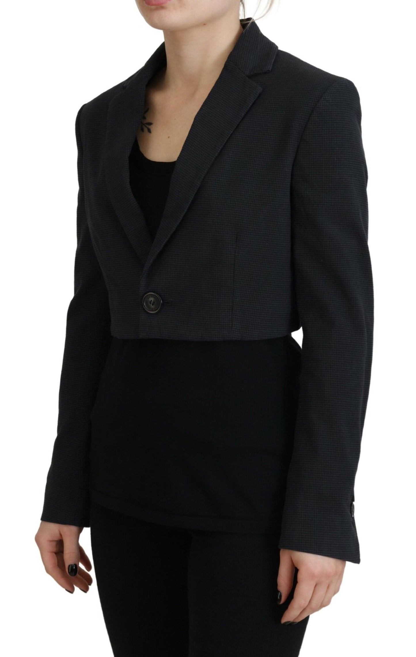 Dsquared² Black Cotton Cropped Button Blazer Jacket IT38 | XS