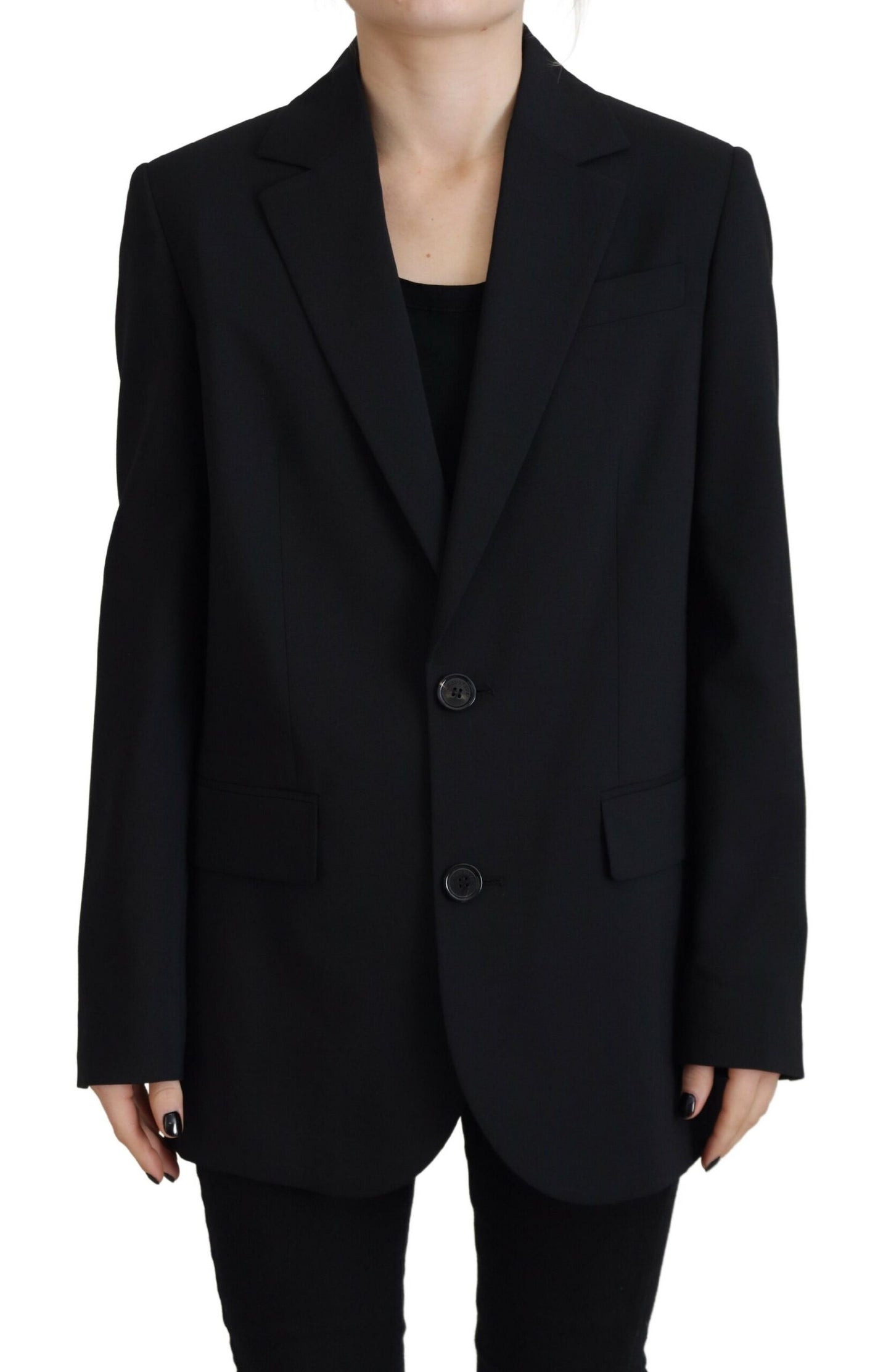 Dsquared² Black Flower Single Breasted Coat Blazer IT38 | XS